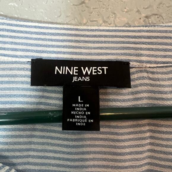 Nine West Large Beachy Shirt Long sleeve Striped Blue Lightweight Swim Cover up - Picture 3 of 6